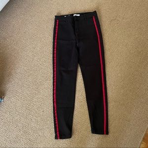 Bershka Black jeans red stripe size 8